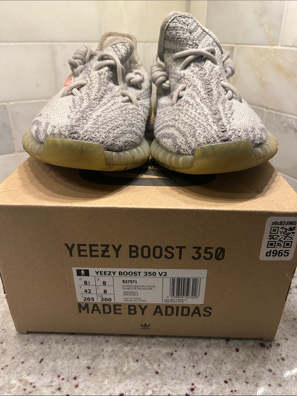 Yeezy Boost 350 V2 Sneakers in Light Grey and Gum Sole